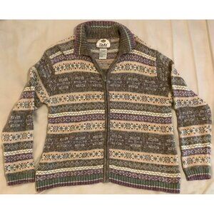 TIARA International Women's Sweater Large Multi Color Ramie Cotton Zip Front